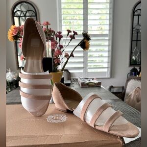 Dolce Vita Beige and White Strappy Sandals